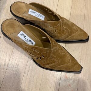 Jimmy Choo Suede Pointed Mule - Tan